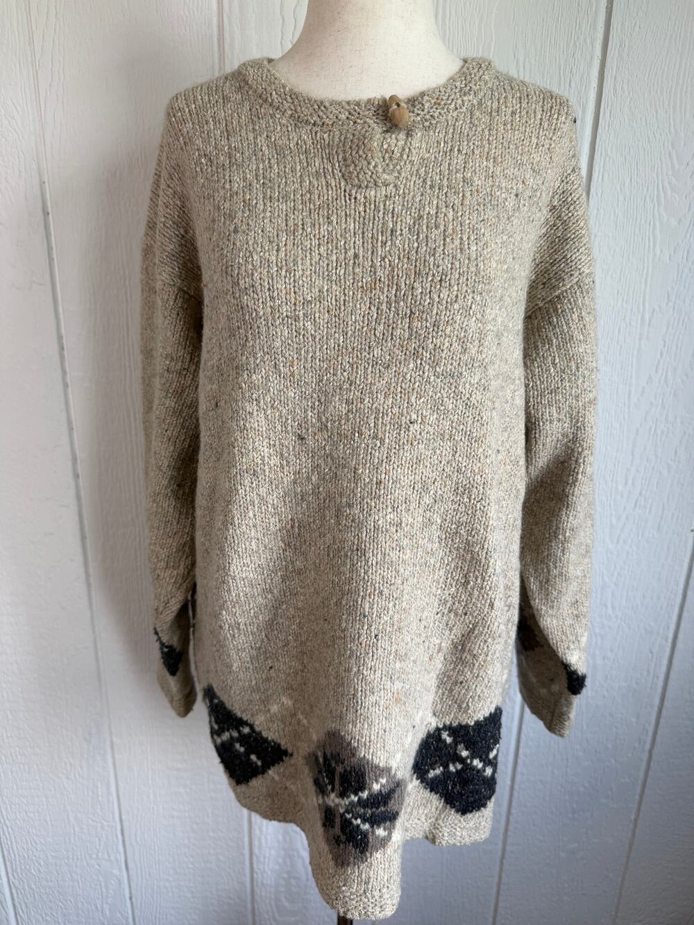 Vintage Woolrich Women's Wool Blend Toggle Sweater Nordic Pullover, XL